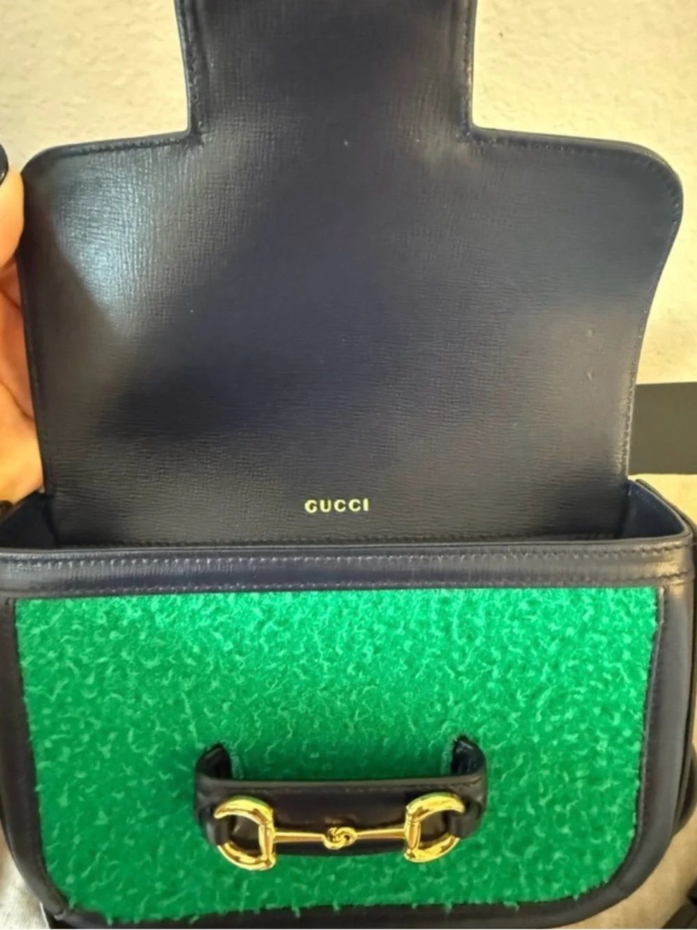 Gucci Casy Wool Azalea Calfskin Mini Horsebit 1955 Handbag NEW - Picture 12 of 16